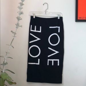 TOPSHOP Stretch “LOVE” Pencil Skirt